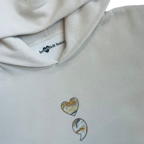 Semicolon Ivory Hoodie close up