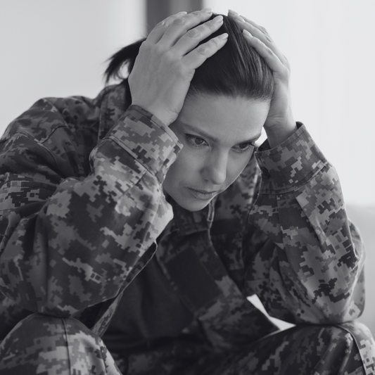 Image of soldier in mental distress suggesting PTSD