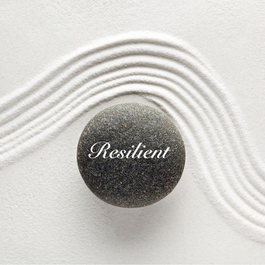 Stone emblazoned with the word resilient.